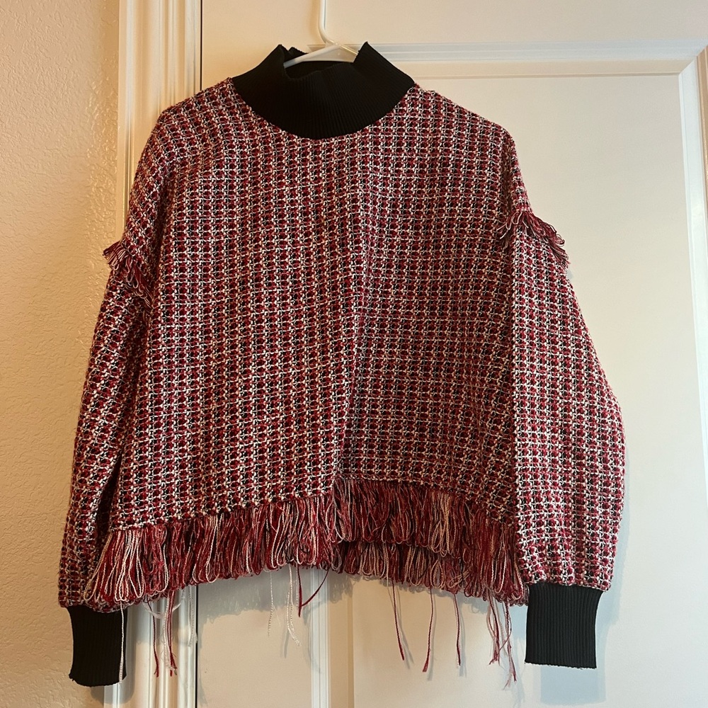 ZARA WOMAN TWEED SWEATER TOP